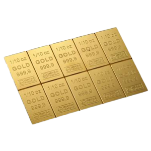 10 × 1/10 oz Gold CombiBar, various manufacturers