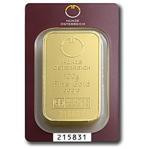 100g Gold Bar Austrian Mint